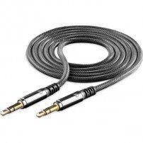 Cellularline Unique Design audiokábel s dvoma konektormi 3,5 mm jack pre iPhone / iPad / iPod - čierny