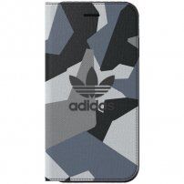 Adidas originálne flipové puzdro s geometrickým vzorom pre iPhone 7 / 8 / SE (2020/2022) - sivé