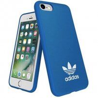 Adidas originálny kryt s logom a s koženým povrchom pre iPhone 6 / 6S / 7 / 8 / SE (2020/2022) - modrý