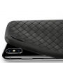 BENKS plastový ochranný kryt v štýle zapletenej kože pre iPhone XS / iPhone X – tmavomodrá