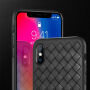 BENKS plastový ochranný kryt v štýle zapletenej kože pre iPhone XS / iPhone X – tmavomodrá