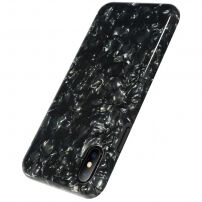 BENKS plastový kryt odolný proti pádu s diamantovým vzorom pre iPhone XS / iPhone X – čierna