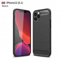 Kryt s textúrou brúseného karbónu pre iPhone 12 / 12 Pro - čierny