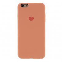 Silikónový kryt so srdiečkom pre iPhone 6 / 6S - oranžový
