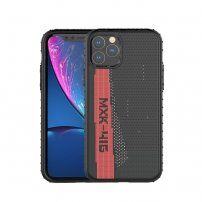 Štýlový kryt z tvrdého plastu s textilným povrchom pre iPhone 11 Pro Max - čierno-červený
