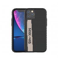 Štýlový kryt z tvrdého plastu s textilným povrchom pre iPhone 11 Pro Max - čiernobiely