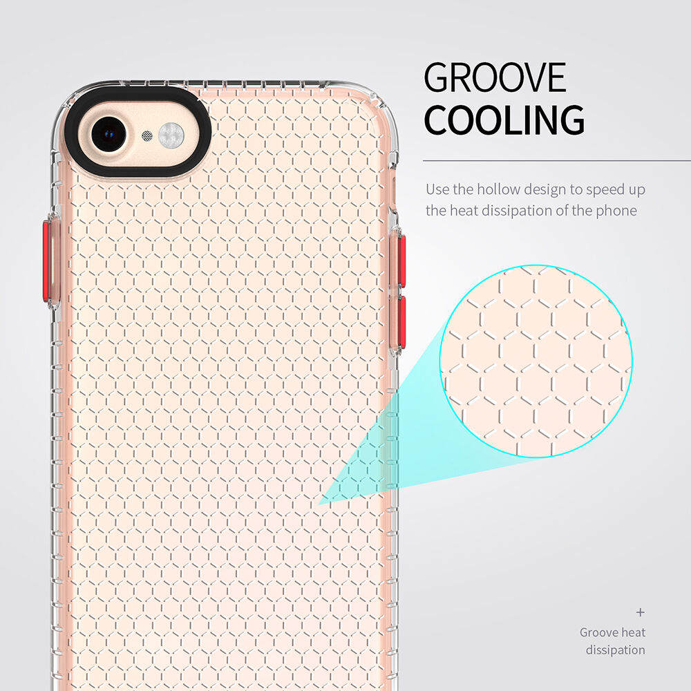 Transparentný kryt so štruktúrou včelieho plástu pre iPhone 6 / 6S / 7 / 8 - číry