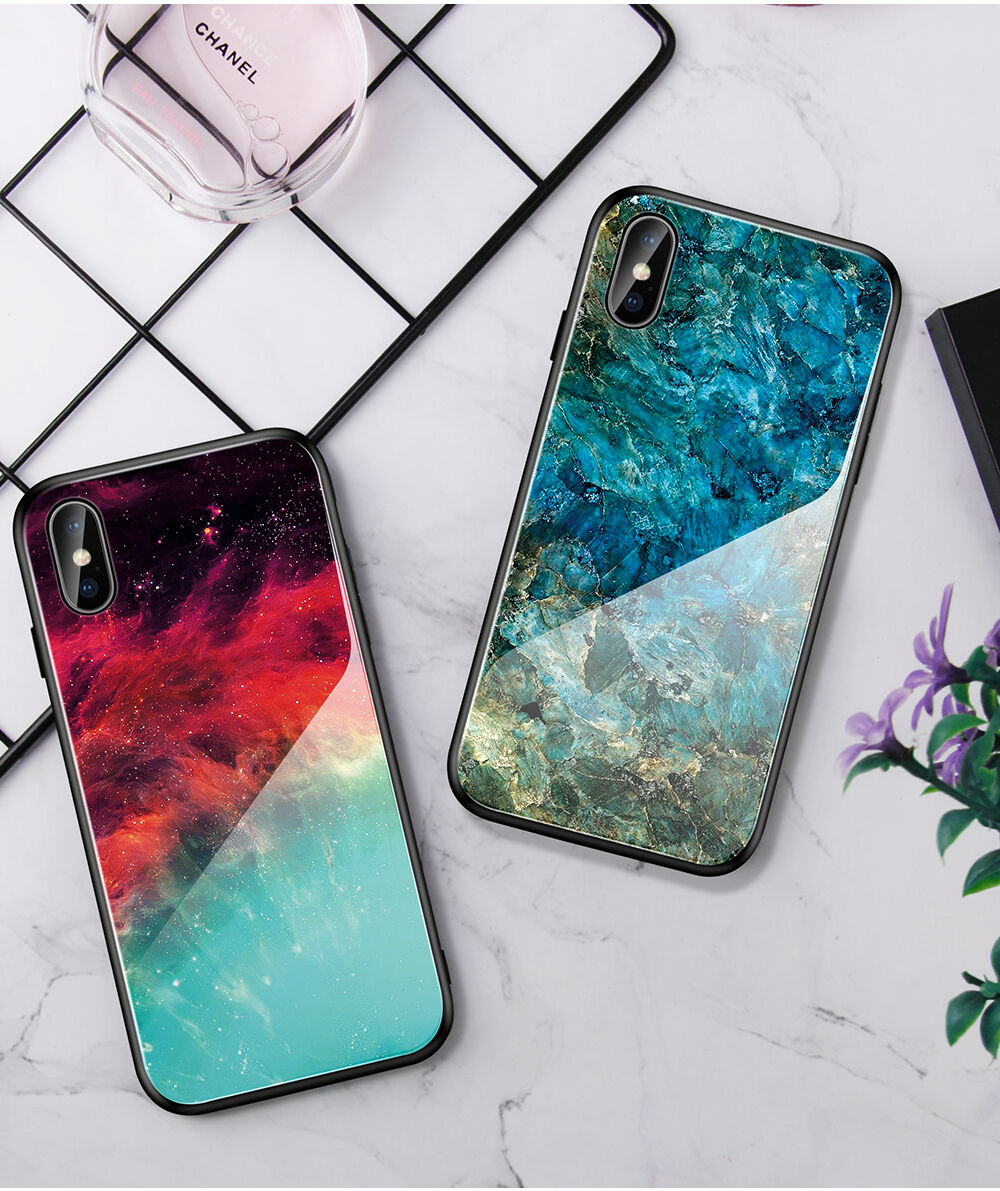 Kryt so sklenenou zadnou stranou pre iPhone X / XS - farebná hmlovina
