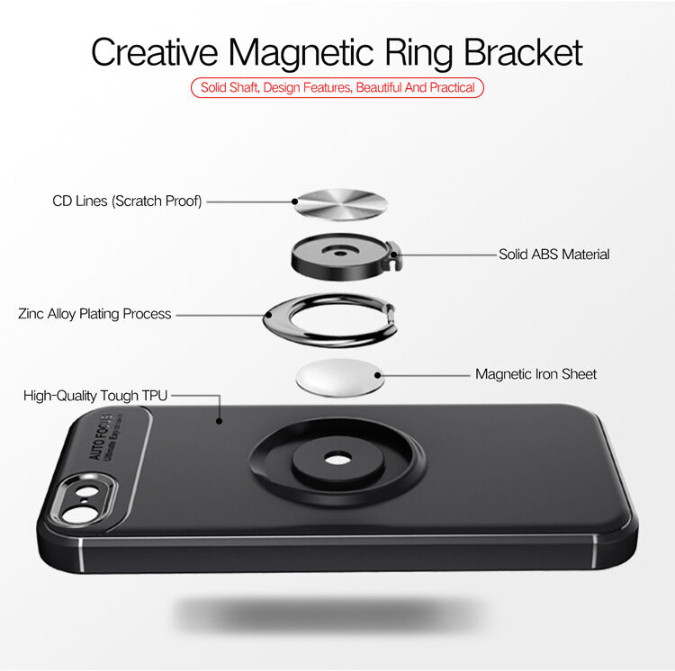 Kryt s kovovým stojančekom vhodný do magnetických držiakov pre iPhone 5 / 5S / SE (2016) - čiernosivý