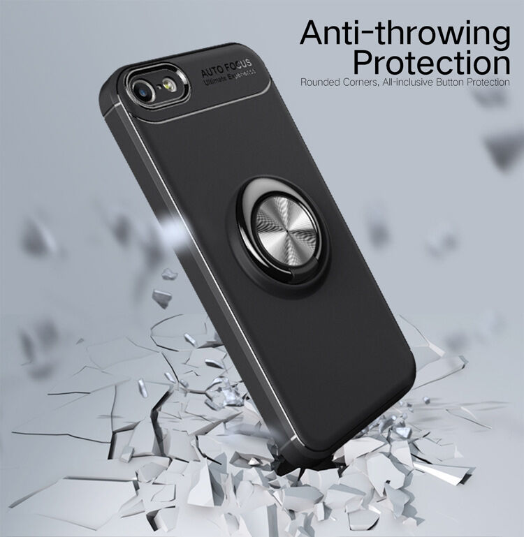 Kryt s kovovým stojančekom vhodný do magnetických držiakov pre iPhone 5 / 5S / SE (2016) - čiernosivý Kryt s kovovým stojančekom vhodný do magnetických držiakov pre iPhone 5 / 5S / SE (2016) - čiernosivý