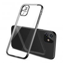 Transparentný kryt s pokovenou hranou pre iPhone 11 Pro - čierny
