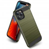 Odolný kryt pre iPhone 12 / 12 Pro – brúsená textúra - kaki