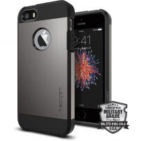 Spigen Armor odolný tenký kryt pre Apple iPhone SE (2016)/5S – kovovo bridlicový