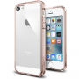 Spigen ultratenký odolný kryt Apple iPhone SE (2016)/5S/5 – číry s ružovým rámčekom