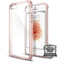 Spigen Crystal Shell ochranný polykarbonátový kryt pre Apple iPhone SE (2016)/5S – číry ružový