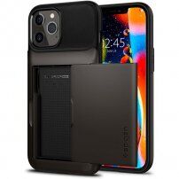 Spigen Slim Armor Wallet kryt s praktickou priehradkou pre iPhone 12 Pro Max - tmavosivý