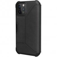 UAG Metropolis LTHR flipové puzdro pre iPhone 12 / 12 Pro - čierne