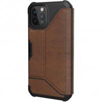 UAG Metropolis LTHR flipové puzdro pre iPhone 12 / 12 Pro - hnedé