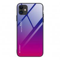 Kryt so sklenenou zadnou stranou pre iPhone 12 / 12 Pro - modro-fuksiový