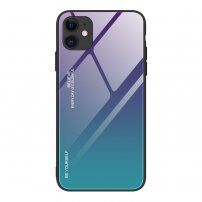 Kryt so sklenenou zadnou stranou pre iPhone 12 Pro Max - fialovo-azúrový