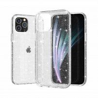 Transparentný kryt s trblietkami pre iPhone 12 Pro Max - strieborný