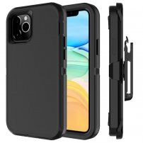 Odolný kryt so sponou na opasok / stojančekom pre iPhone 12 / 12 Pro - čierny