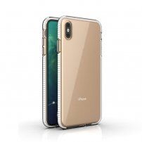 Transparentný kryt s farebným rámom z mäkkého plastu pre iPhone XS Max - biely