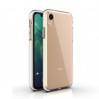 Transparentný kryt s farebným rámom z mäkkého plastu pre iPhone XR - biely