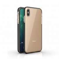 Transparentný kryt s farebným rámom z mäkkého plastu pre iPhone XS Max - čierny