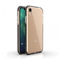 Transparentný kryt s farebným rámom z mäkkého plastu pre iPhone XR - čierny