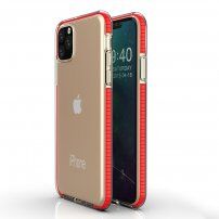Transparentný kryt s farebným rámom z mäkkého plastu pre iPhone 11 Pro - červený
