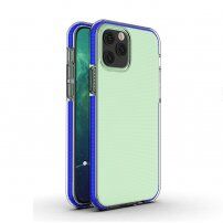 Transparentný kryt s farebným rámom z mäkkého plastu pre iPhone 12 / 12 Pro - modrý