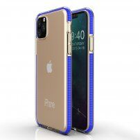 Transparentný kryt s farebným rámom z mäkkého plastu pre iPhone 11 Pro Max - modrý
