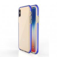 Transparentný kryt s farebným rámom z mäkkého plastu pre iPhone X / XS - modrý