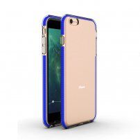 Transparentný kryt s farebným rámom z mäkkého plastu pre iPhone 6 Plus/6S Plus - modrý