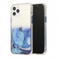 Mramorovaný kryt odolný proti poškrabaniu pre iPhone 12 / 12 Pro - modrý