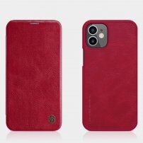 Nillkin Qin peňaženkové puzdro z PU kože pre iPhone 12 mini - červené