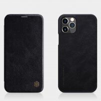 Nillkin Qin peňaženkové puzdro z PU kože pre iPhone 12 / 12 Pro - čierne