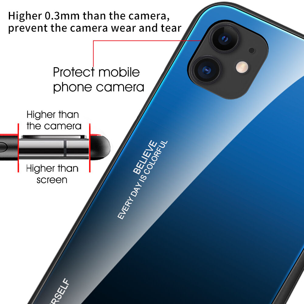 Kryt so sklenenou zadnou stranou pre iPhone 12 Pro Max - modročierny