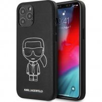 Karl Lagerfeld Embossed kryt z PU kože pre iPhone 12 Pro Max - čierny