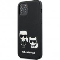 Karl Lagerfeld Karl &Choupette kryt z PU kože pre iPhone 12 Pro Max - čierny