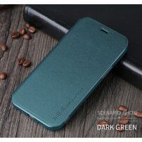 X-Level kožené flipové puzdro so stojančekom pre iPhone 12 / 12 Pro - zelené