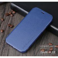 X-Level kožené flipové puzdro so stojančekom pre iPhone 12 / 12 Pro - modré