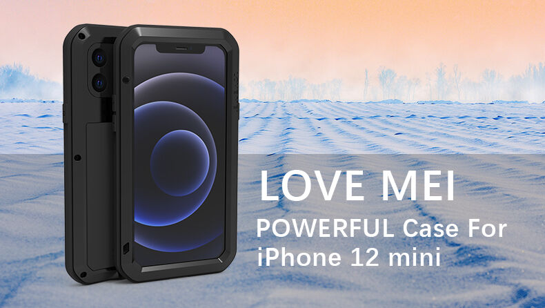Love Mei superodolné puzdro proti nárazu / vode / prachu pre iPhone 12 mini - čierne