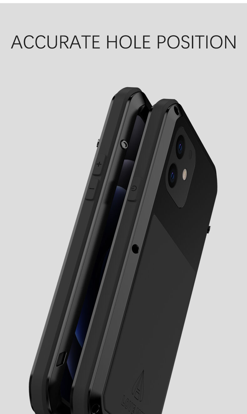 Love Mei superodolné puzdro proti nárazu / vode / prachu pre iPhone 12 mini - čierne