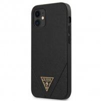 Guess Saffiano V Stitch kryt pre iPhone 12 mini - čierny
