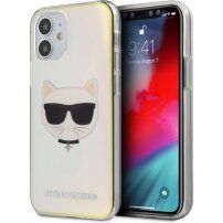 Karl Lagerfeld Choupette Head meňavý kryt pre iPhone 12 mini - dúhový