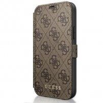 Guess 4G Book flipové puzdro pre iPhone 12 / 12 Pro - hnedé