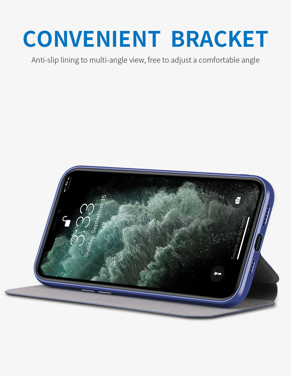 X-Level kožené flipové puzdro so stojančekom pre iPhone 12 / 12 Pro - čierne