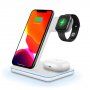 3v1 rýchly, bezdrôtovo nabíjací stojanček pre iPhone / Apple Watch / AirPods - biely